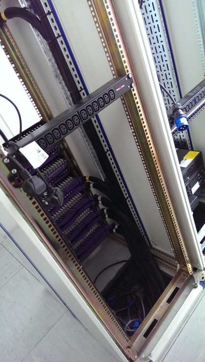 Rear of cab 3: patch leads dressed neatly down one side, IEC leads down the other