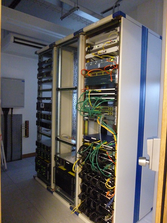 Cabinets 1 and 2: production racks, fully patched